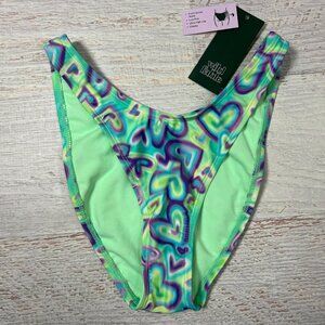NEW Wild Fable Bikini Bottom XS Green Heart Ultra High Leg Cheeky Scoop TARGET